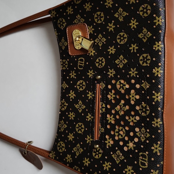 Printed Brown Faux Leather Shoulder Bag - Picture 9 of 9
